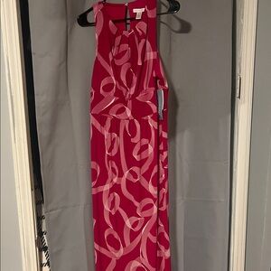 London Times Pink and White Patterned Maxi Dress